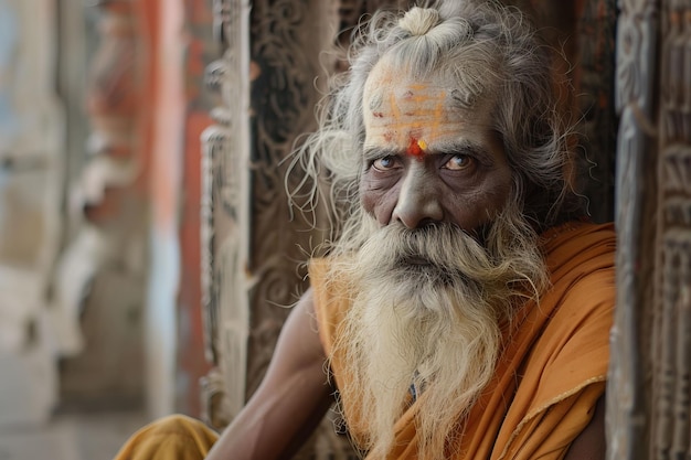 Portrait of Indian Sadhu baba Varanasi