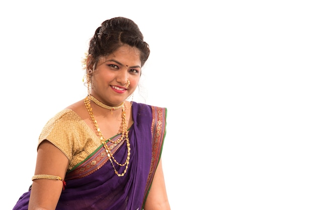 Portrait of a Indian Traditional Girl holding diya