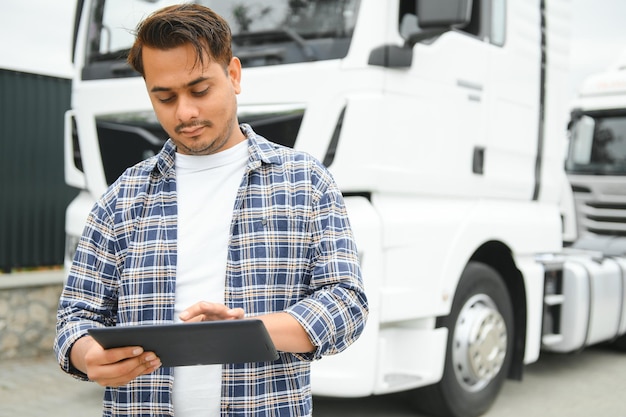 Photo portrait of a indian truck driver