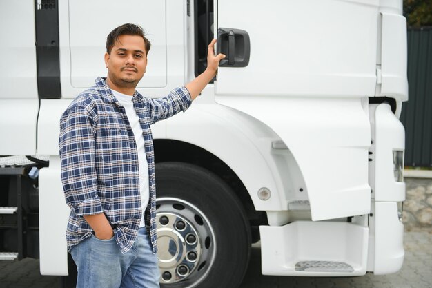 Photo portrait of a indian truck driver