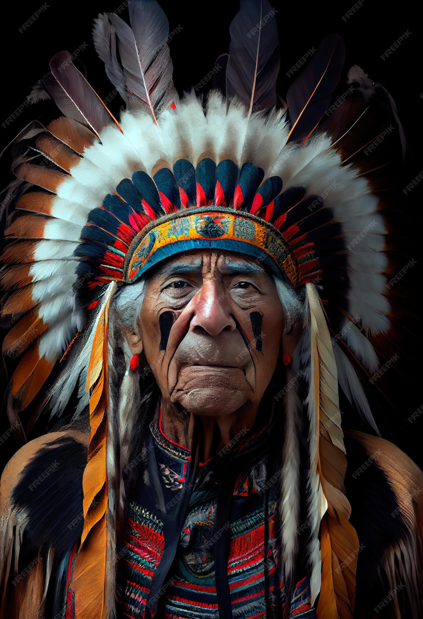Premium Photo Portrait of a Indian warrior from the Comanche Indian Premium Photo Portrait of a Indian warrior from the Comanche Indian