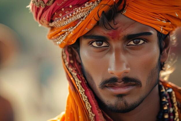 Photo portrait of the indian young with traditional look