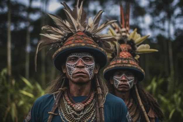 Портрет человека из коренного племени Коренные американцы Генеративный ИИ