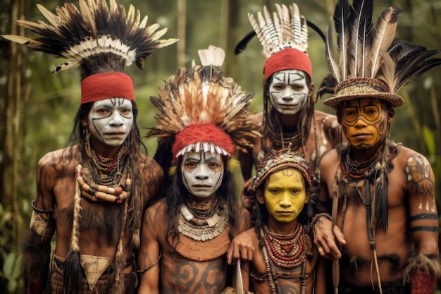 先住民部族の肖像 ネイティブ アメリカンの人々 生成 AI