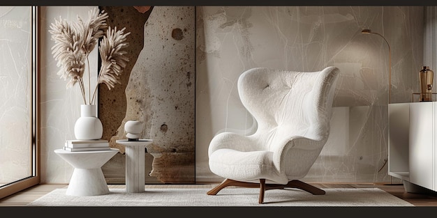 Portrait of Industrial Armchair in Modern Luxury Room Interior