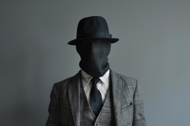 Portrait of The Invisible man on grey background