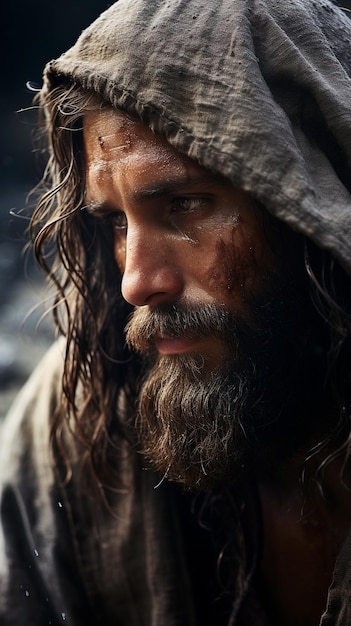 Portrait of Jesus Christ savior of mankind son of god god bible religion Christianity Old Testament Messiah who became the atoning sacrifice for the sins of men Gospels New Testament