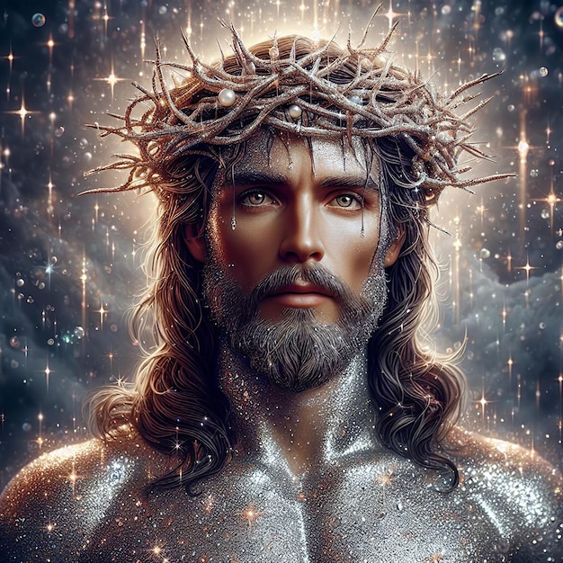 가시 왕관 을 쓴 예수 그리스도 의 초상화 크리스마스 주제