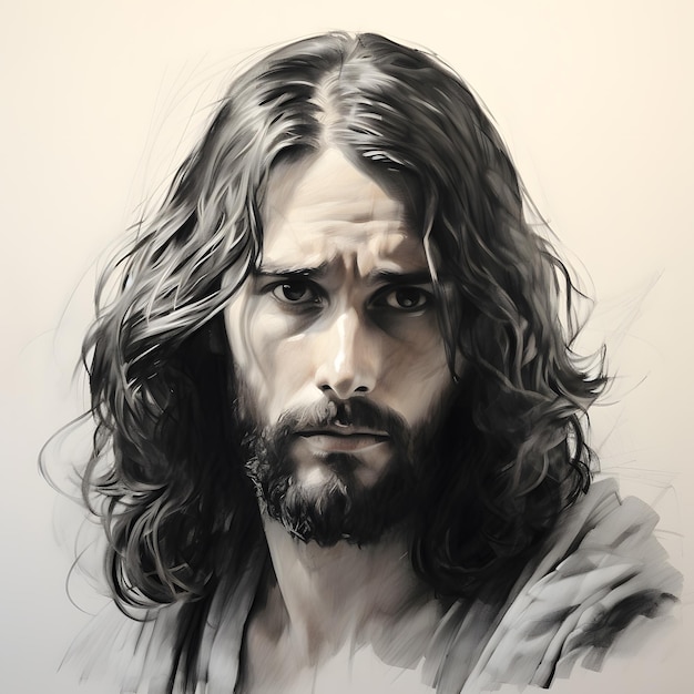 Premium Photo | Portrait of Jesus Christ with long wavy hair and beard