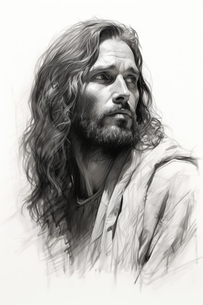 イエスの肖像画のラフ スケッチ力描画生成 AI