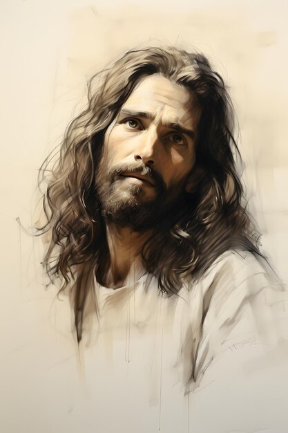 Portrait of jesus rough sketch force drawing