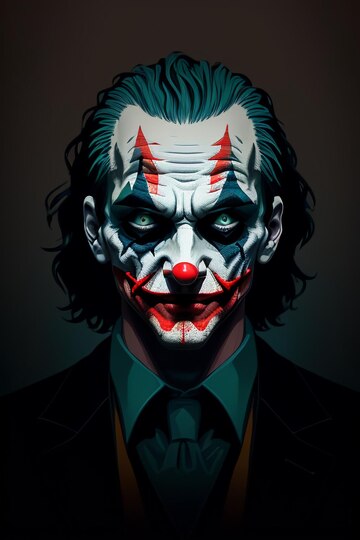 Premium AI Image | A portrait of a joker with red eyes and a red nose.