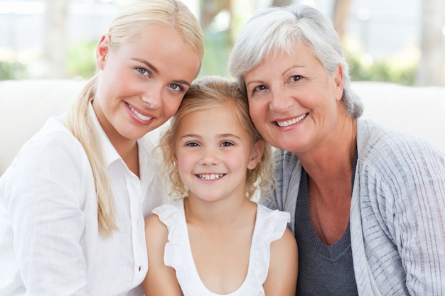 Portrait of a joyful family looking at the camera