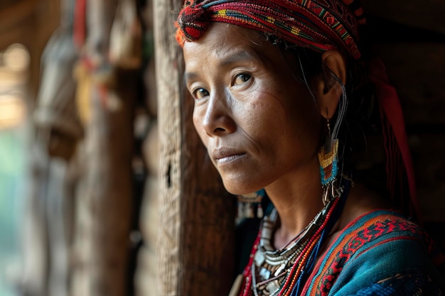 Portrait of an Karen tribe woman Tribe north Thailand