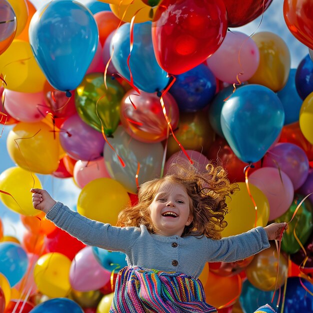 Foto ritratto di bambini al ballon extravaganza di rimbalzo e galleggiamento