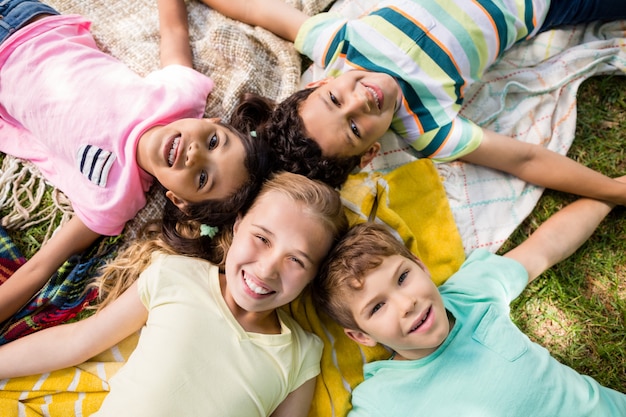 portrait of kids having fun in park