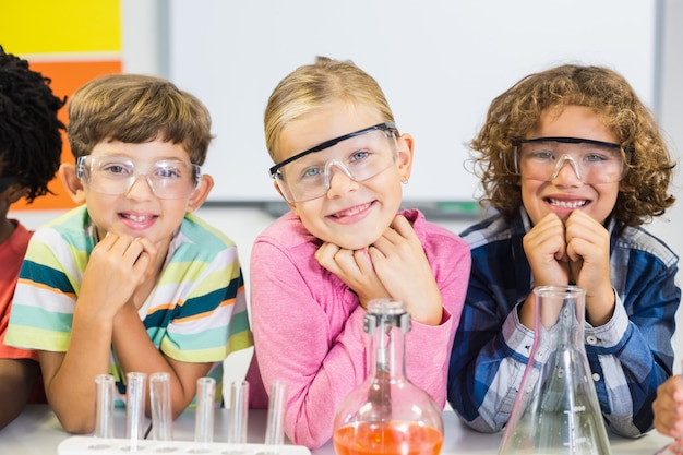 Portrait of kids in laboratory