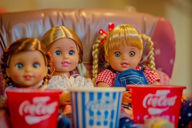 Photo portrait of kids pretend cinema fun