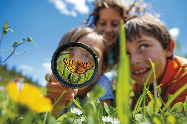 Photo portrait of kids on a scientific expedition