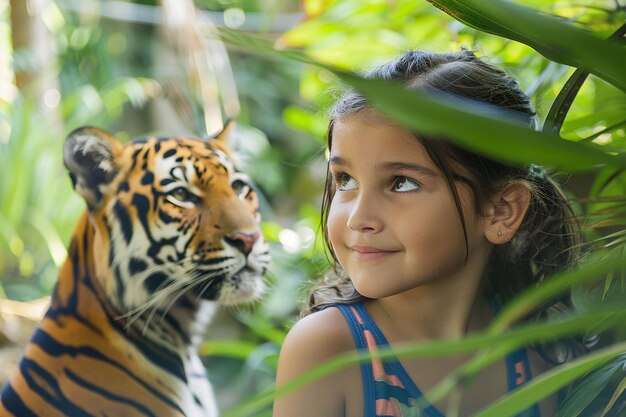 Photo portrait of kids virtual zoo excursion with wildlife wonder