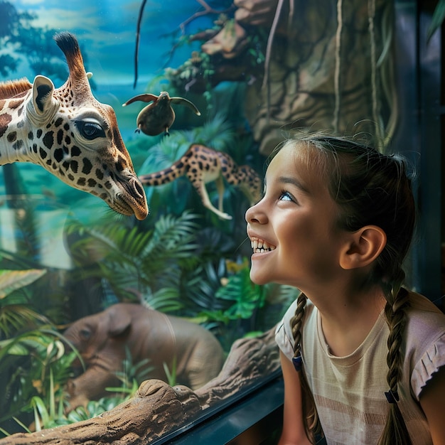 Premium Photo | Portrait of Kids Virtual Zoo Expedition with Rainforest ...