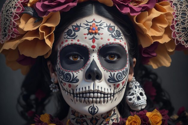 Portrait of La Calavera Catrina AI Generated