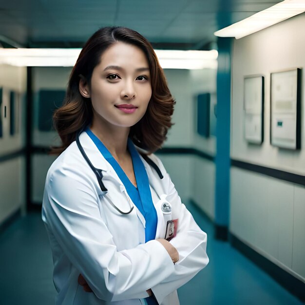 A portrait of a lady doctor in a clinic looking confident and powerful