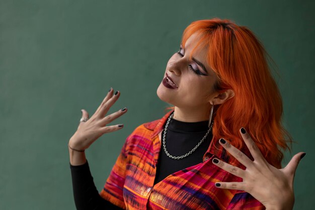 Portrait of Latin American woman posing with positive attitude and relaxed mood