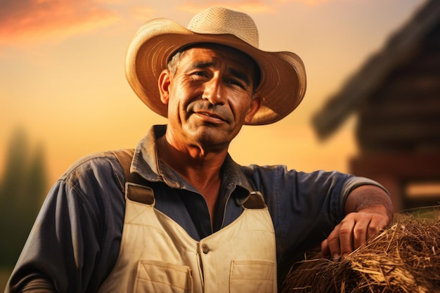 portrait of a latin hispanic farmer at the farm