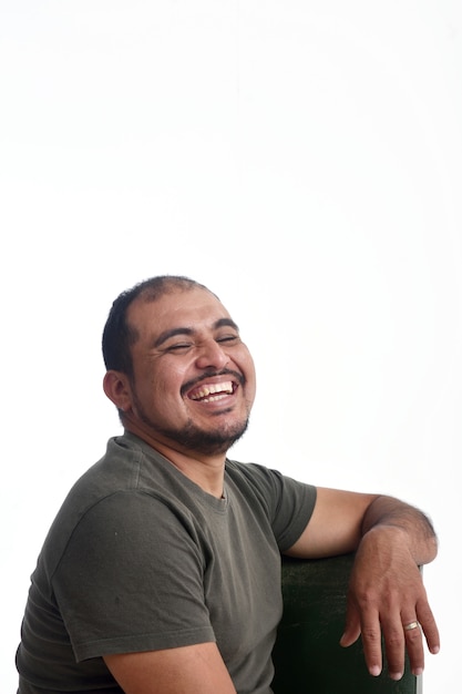 Portrait of a latin man on white background