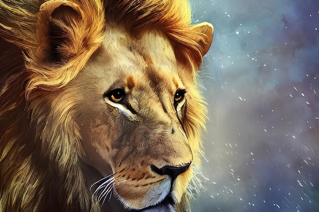 Portrait of a lion color art