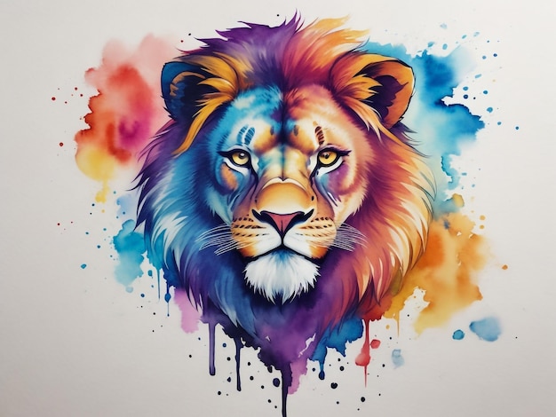 portrait of lion on colorful collage vector illustration