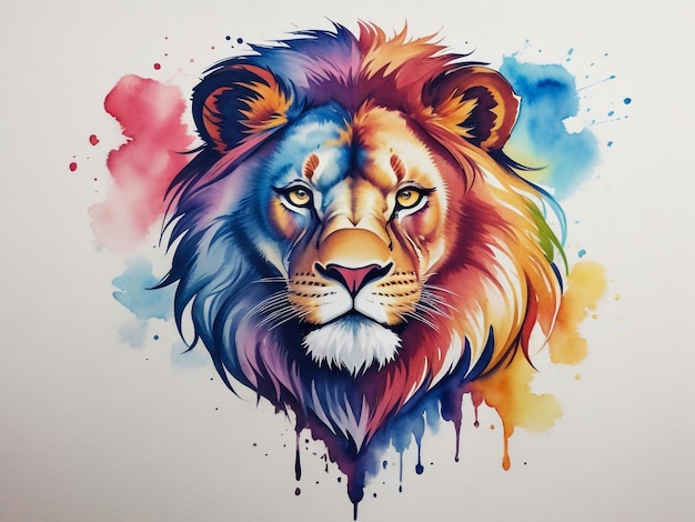 Portrait of lion on colorful collage vector illustration