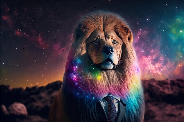 Portrait of a lion dressed in a formal business suit Generative Ai