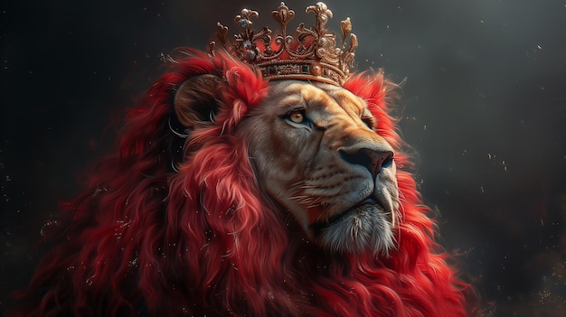 portrait of a lion with a crown on his head Generative AI