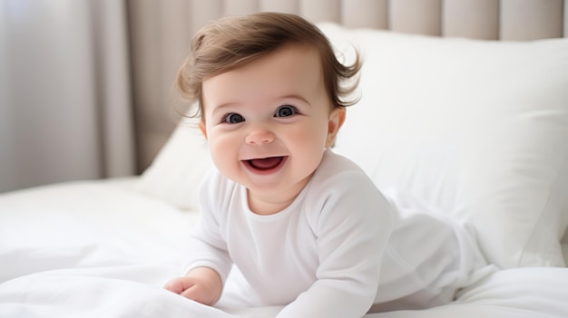 portrait of a little baby girl at home