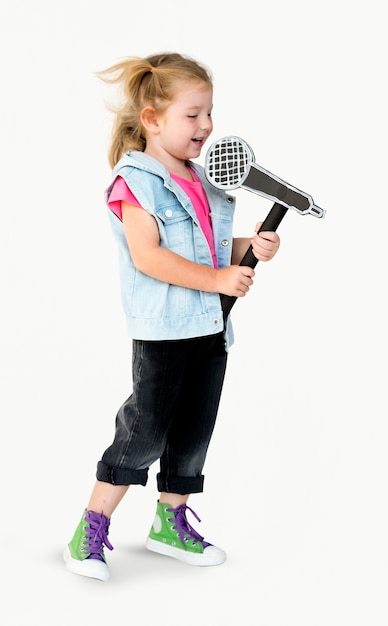 Portrait of a Little Blonde Caucasian Girl Smiling Isolated