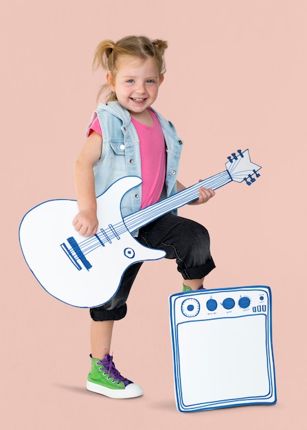 Portrait of a Little Blonde Caucasian Girl Smiling Isolated