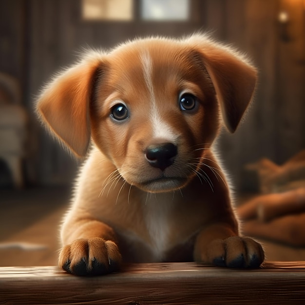 Portrait of a little cute puppy generated ai