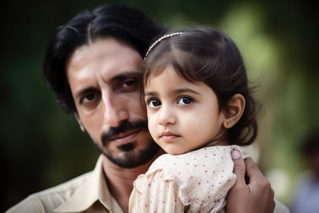 Портрет маленькой девочки, которую несет ее отец, созданный с помощью генеративного ИИ