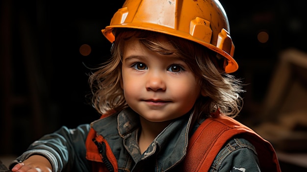 Photo portrait of little girl in helmet