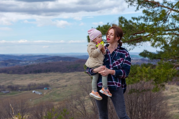 Portrait of a little girl and her mother