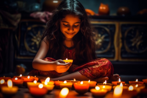 Portrait of a Little Girl Holding a Lamp Isolated White