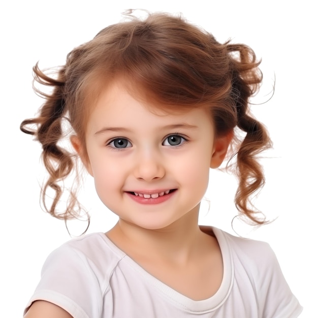 Photo portrait of a little girl isolated on transparent background