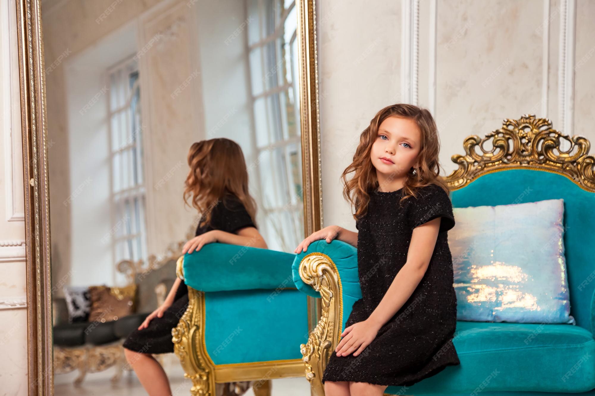 Premium Photo Portrait Little Girl Princess 78 Years Old With Curly premium-photo-portrait-little-girl-princess-78-years-old-with-curly