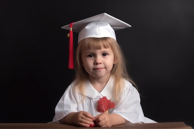 Portrait of little girl with a crown for graduation created with generative ai