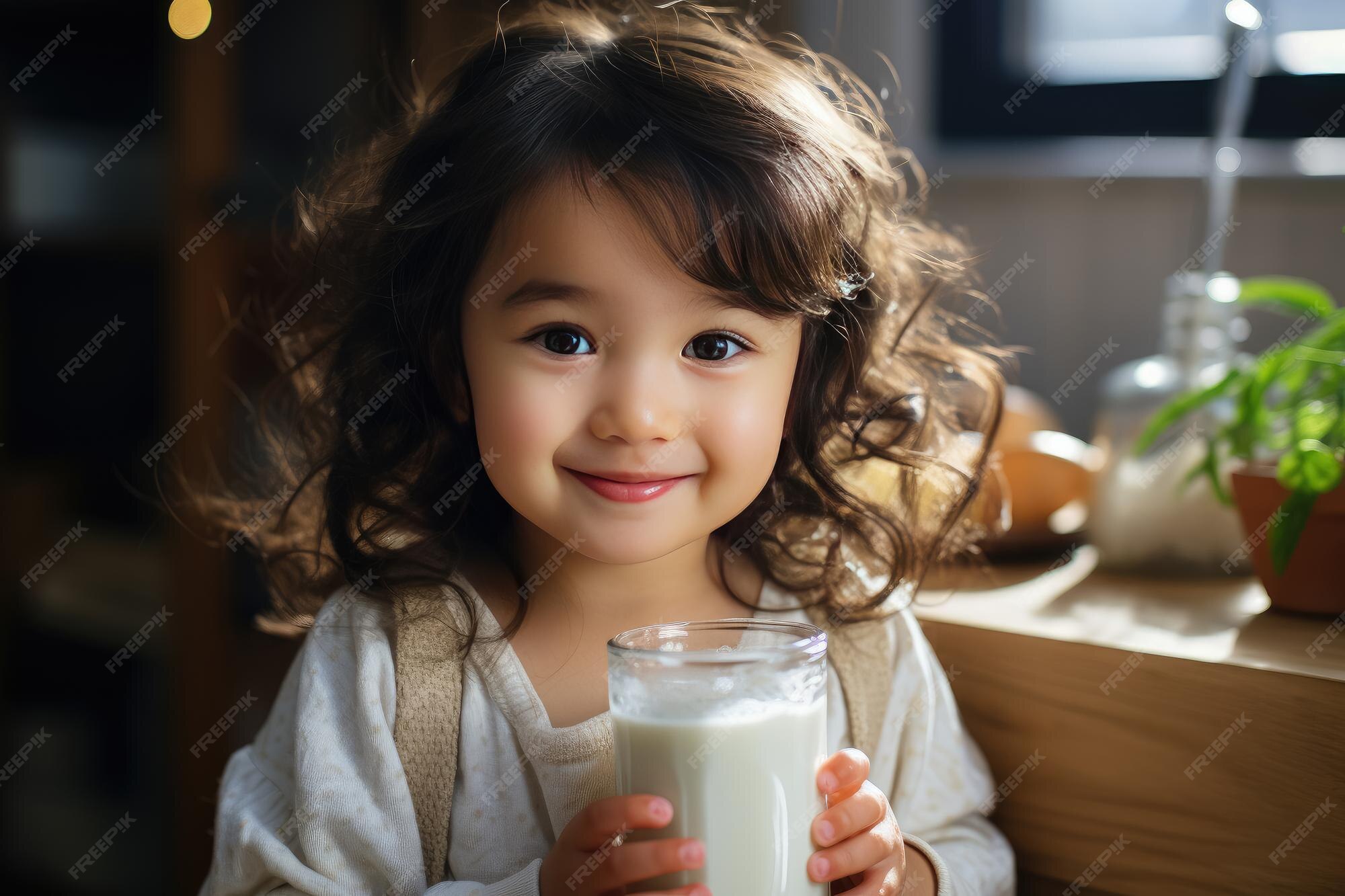Premium AI Image Portrait Of Little Kid Hold A Cup Of Milk And premium-ai-image-portrait-of-little-kid-hold-a-cup-of-milk-and