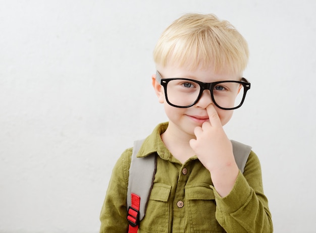 portrait of a little schoolboy