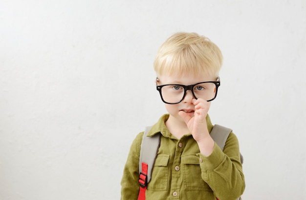 portrait of a little schoolboy