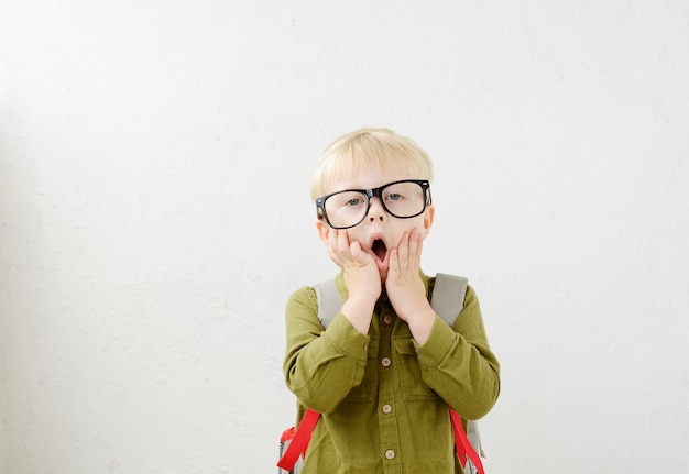 portrait of a little schoolboy